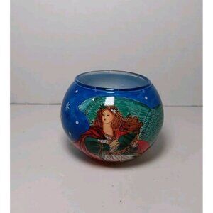 Northern Lights Candles Reverse Painted Angel Candle Holder Lantern Holiday